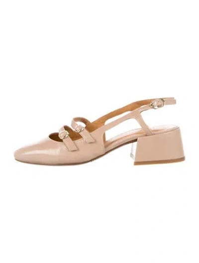 Pre-owned Sézane Patent Leather Slingback Pumps In Neutral