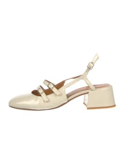 Pre-owned Sézane Patent Leather Slingback Pumps In Neutral
