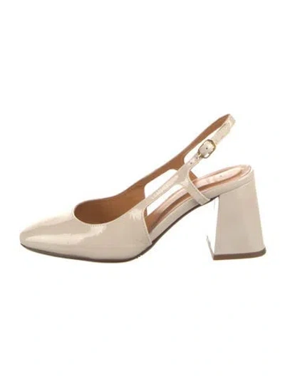 Pre-owned Sézane Patent Leather Slingback Pumps In Neutral