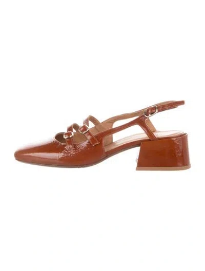 Pre-owned Sézane Patent Leather Slingback Pumps In Neutrals