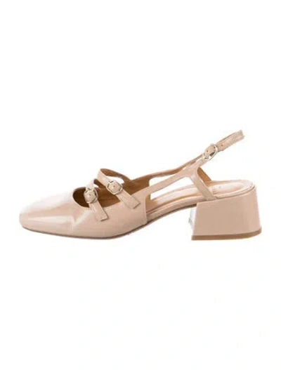 Pre-owned Sézane Patent Leather Slingback Pumps In Neutrals