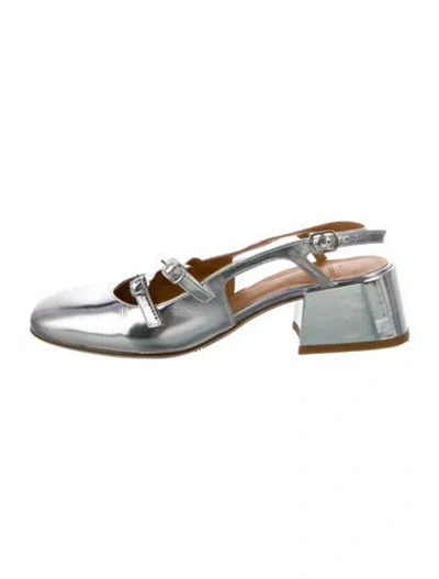 Pre-owned Sézane Patent Leather Slingback Pumps In Silver