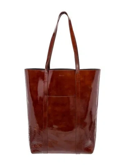 Pre-owned Sézane Patent Leather Tote In Brown
