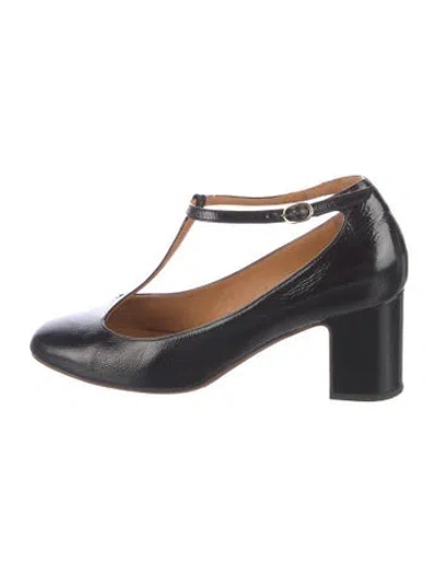 Pre-owned Sézane Patent Leather T-strap Pumps In Black