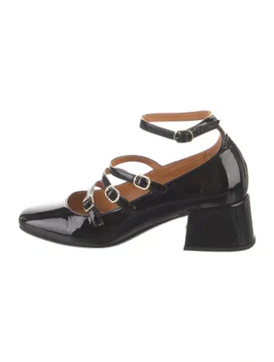 Pre-owned Sézane Patent Leather T-strap Pumps In Black