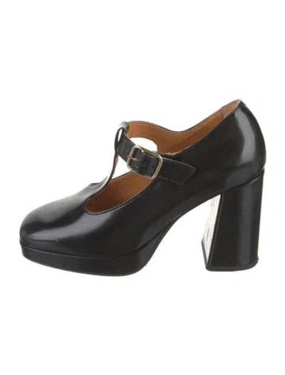 Pre-owned Sézane Patent Leather T-strap Pumps In Black