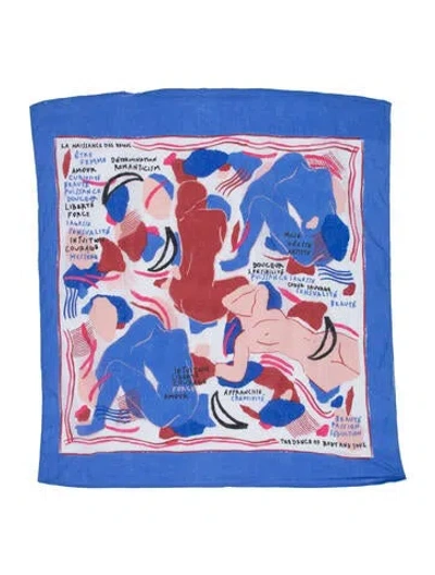 Pre-owned Sézane Pattern Printed Scarf In Blue