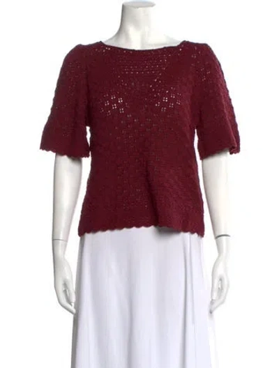 Pre-owned Sézane Patterned Bateau Neckline Sweater In Burgundy