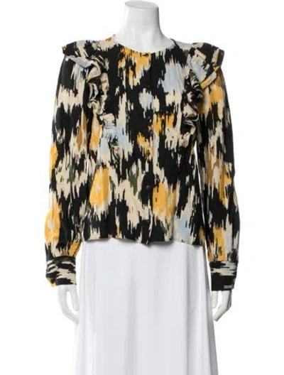 Pre-owned Sézane Patterned Crew Neck Blouse In Multi