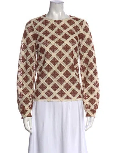 Pre-owned Sézane Patterned Crew Neck Blouse In Multicolor