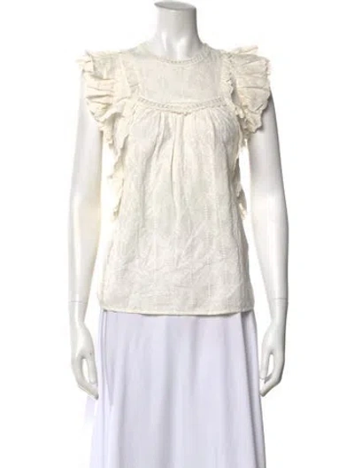 Pre-owned Sézane Patterned Crew Neck Blouse In Neutral