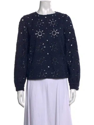 Pre-owned Sézane Patterned Crew Neck Sweater In Blue
