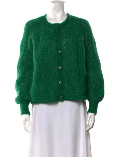 Pre-owned Sézane Patterned Crew Neck Sweater In Green