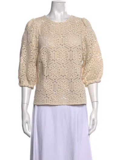 Pre-owned Sézane Patterned Crew Neck Sweater In Neutral