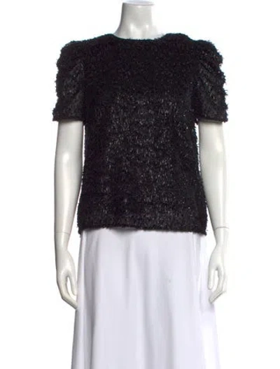 Pre-owned Sézane Patterned Crew Neck Top In Black