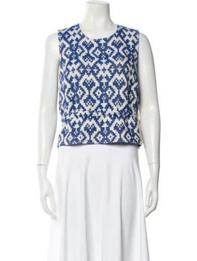 Pre-owned Sézane Patterned Crew Neck Top In White