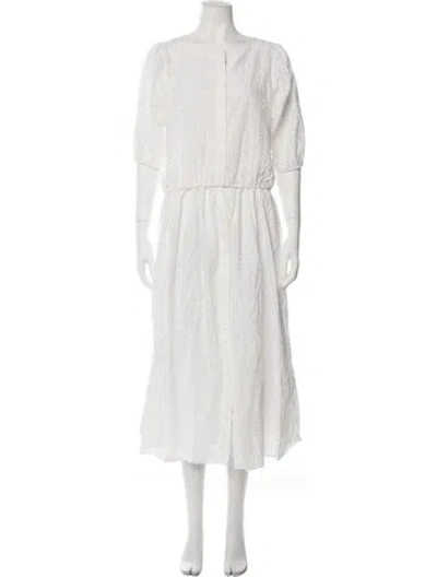 Pre-owned Sézane Patterned Eyelet Trim Skirt Set In White