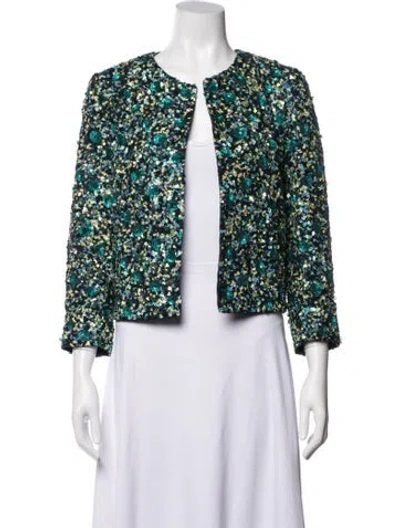 Pre-owned Sézane Patterned Jacket In Green