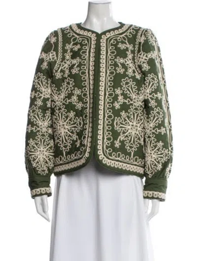 Pre-owned Sézane Patterned Jacket In Green