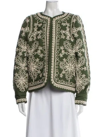Pre-owned Sézane Patterned Jacket In Green