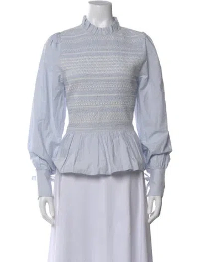 Pre-owned Sézane Patterned Long Sleeve Blouse In Blue
