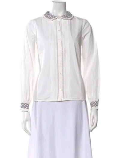 Pre-owned Sézane Patterned Long Sleeve Blouse In Neutral