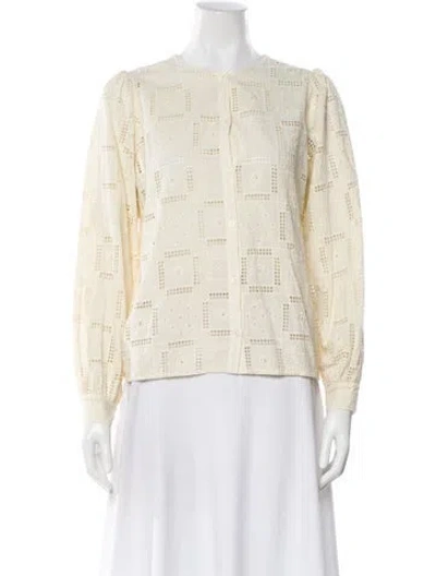 Pre-owned Sézane Patterned Long Sleeve Blouse In Neutral