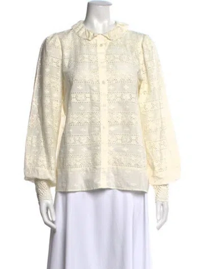 Pre-owned Sézane Patterned Long Sleeve Blouse In Neutrals