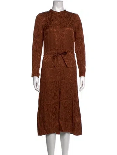 Pre-owned Sézane Patterned Midi Length Dress In Brown