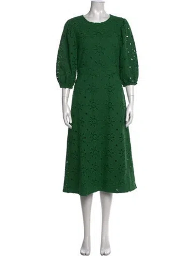 Pre-owned Sézane Patterned Midi Length Dress In Green