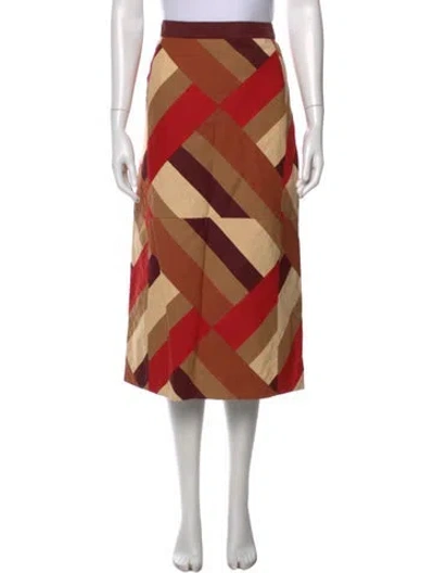 Pre-owned Sézane Patterned Midi Length Skirt In Brown