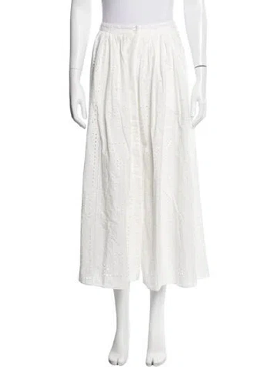 Pre-owned Sézane Patterned Midi Length Skirt In White