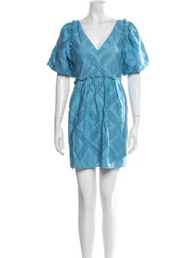 Pre-owned Sézane Patterned Mini Dress In Blue
