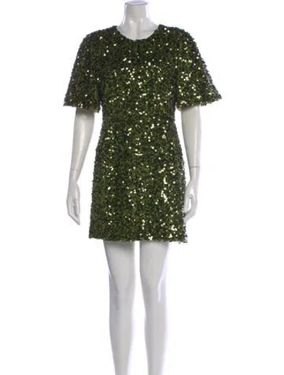 Pre-owned Sézane Patterned Mini Dress In Green