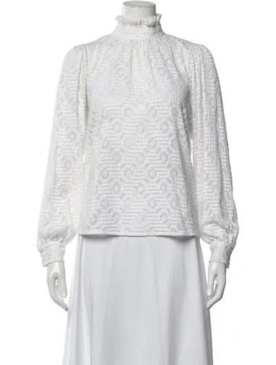 Pre-owned Sézane Patterned Mock Neck Blouse In Neutrals