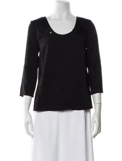Pre-owned Sézane Patterned Scoop Neck Blouse In Black