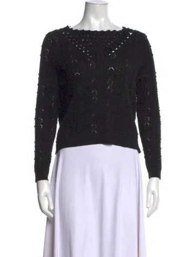 Pre-owned Sézane Patterned Scoop Neck Sweater In Black