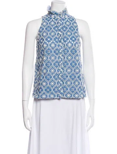 Pre-owned Sézane Patterned Sleeveless Blouse In Blue