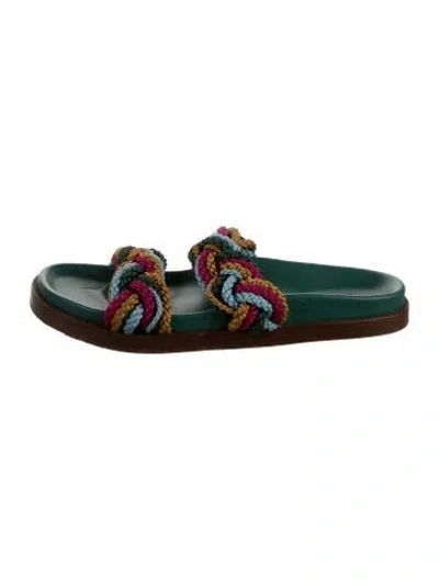 Pre-owned Sézane Patterned Slides In Green