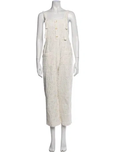 Pre-owned Sézane Patterned Square Neckline Overalls In Neutrals