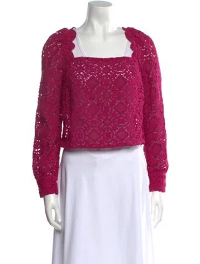 Pre-owned Sézane Patterned Square Neckline Sweater In Pink