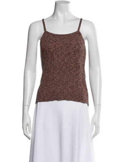Pre-owned Sézane Patterned Square Neckline Top In Brown