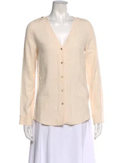 Pre-owned Sézane Patterned V-neck Blouse In Neutral
