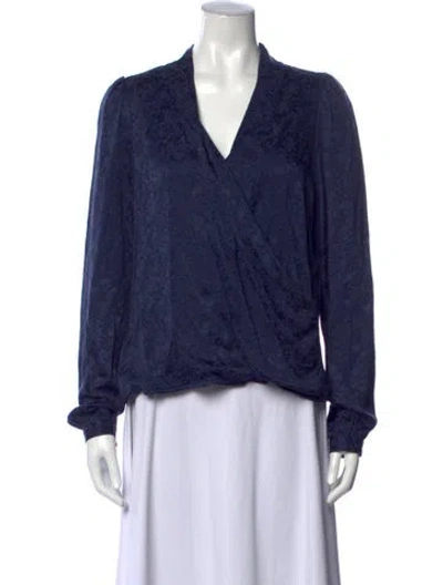 Pre-owned Sézane Patterned V-neck Blouse W/ Tags In Blue/metallic