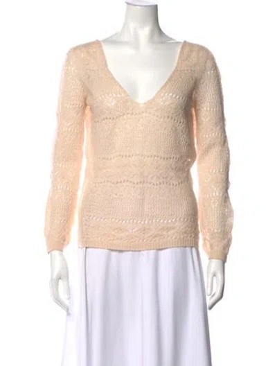Pre-owned Sézane Patterned V-neck Sweater In Neutral