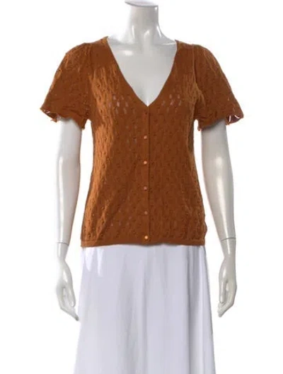 Pre-owned Sézane Patterned V-neck Sweater W/ Tags In Brown