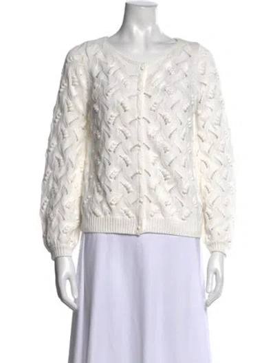Pre-owned Sézane Patterned V-neck Sweater In White