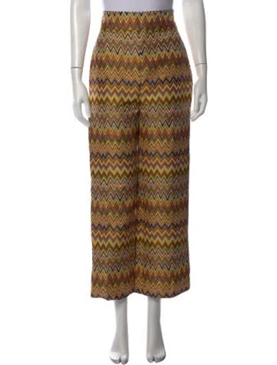 Pre-owned Sézane Patterned Wide Leg Pants In Yellow