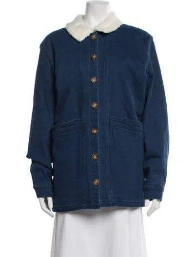 Pre-owned Sézane Peacoat In Blue