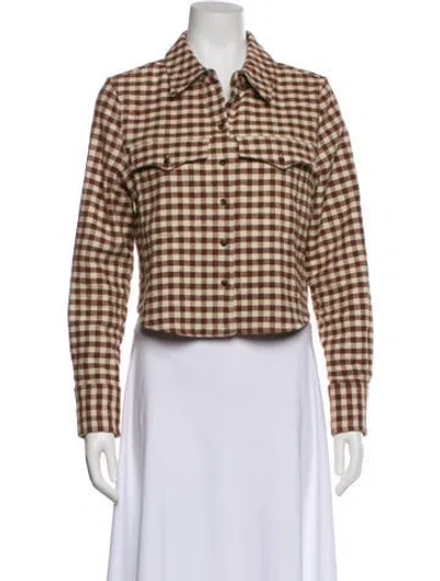 Pre-owned Sézane Plaid Print Blazer In Brown